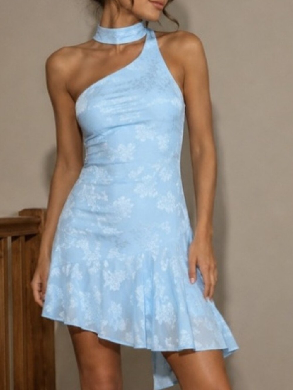 wild fable Light Blue Asymmetrical One-Shoulder Dress
